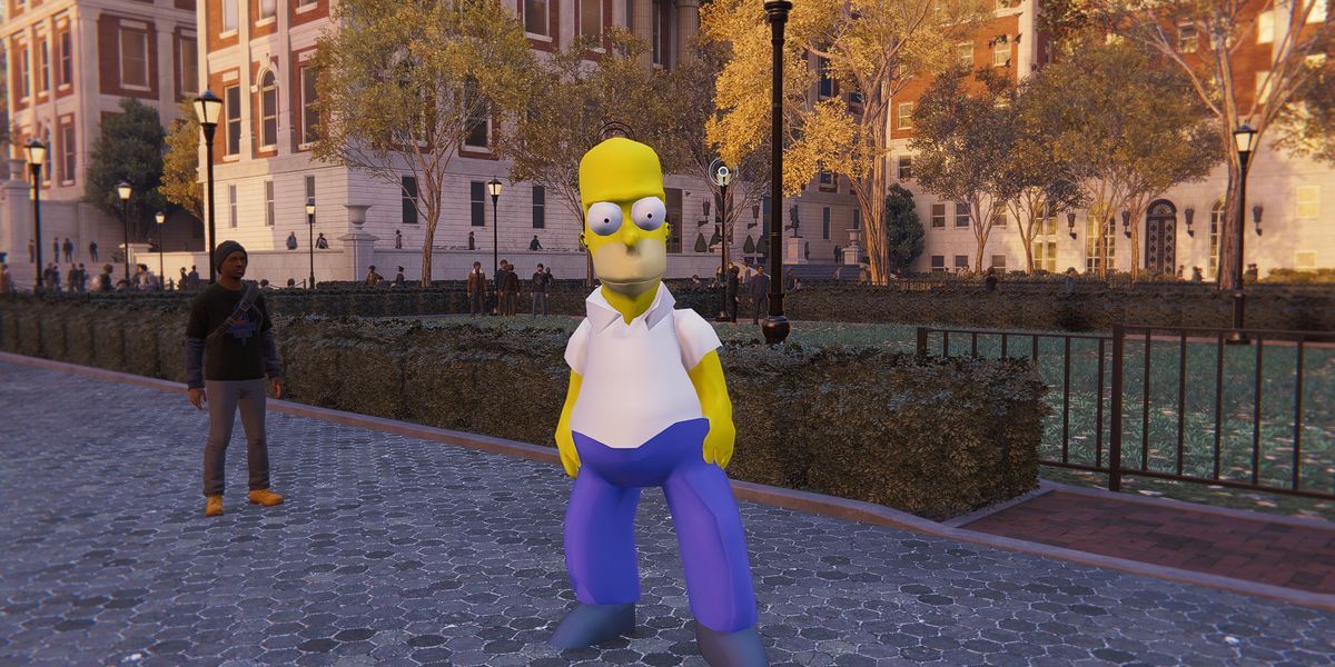 An image of Homer Simpson in Marvel's Spider-Man Remastered.