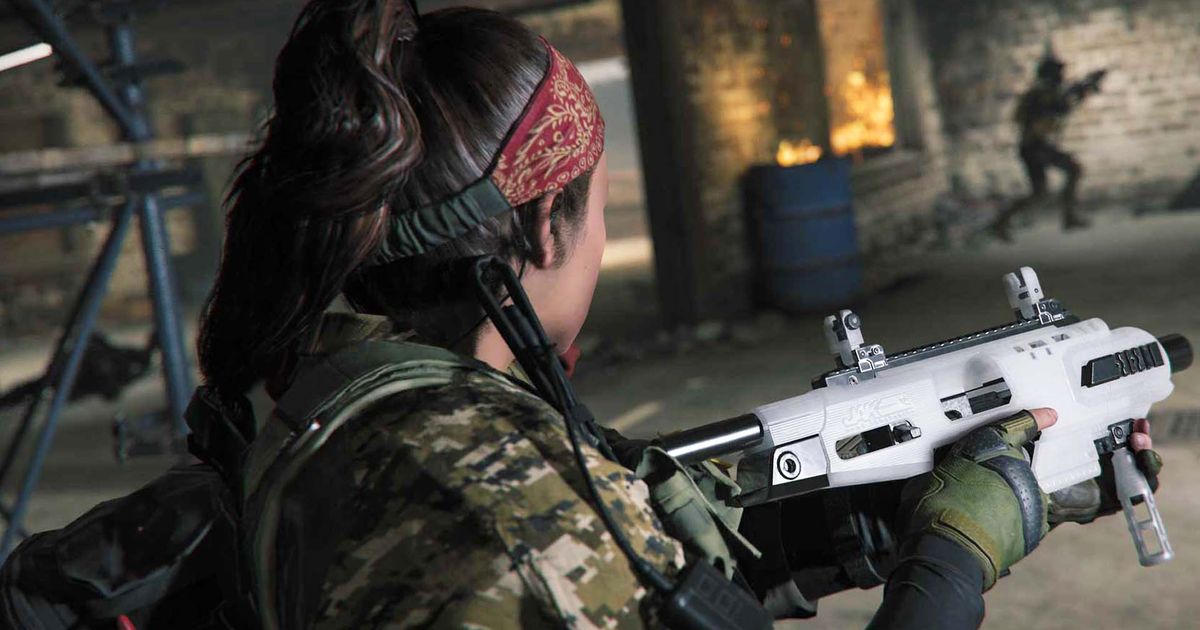 Modern Warfare 3 player holding white SMG