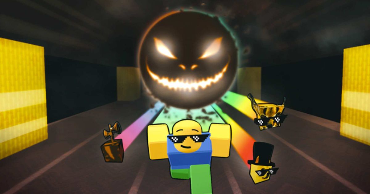 Image of a Roblox character running from a monster in Backrooms Race Clicker.