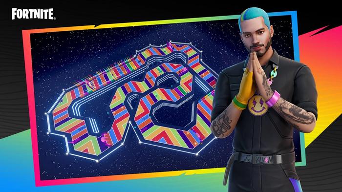 This image is a preview of the upcoming J. Balvin-themed La Fiesta creative map in Fortnite.