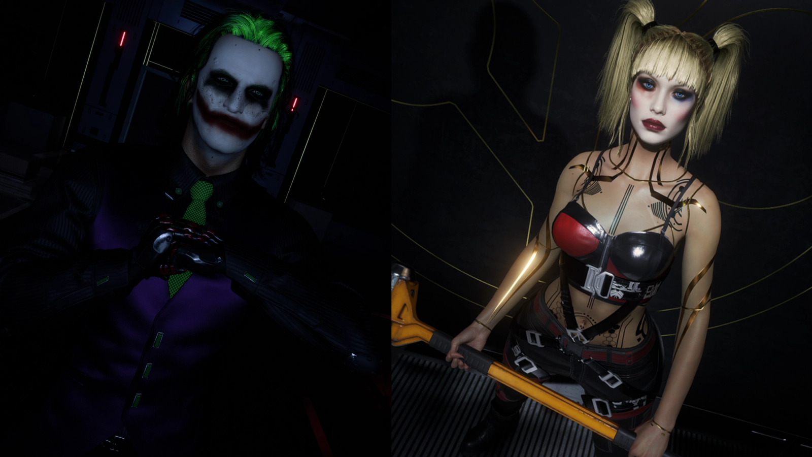 The Joker and Harley Quinn Mods displayed side by side