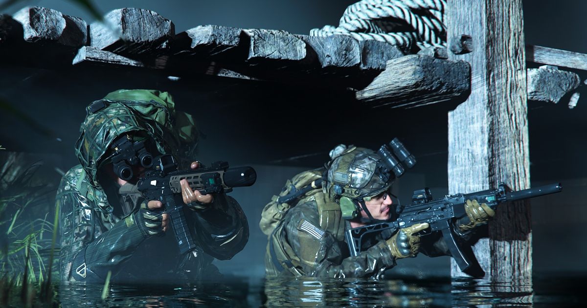 Image showing Modern Warfare 2 players walking through water