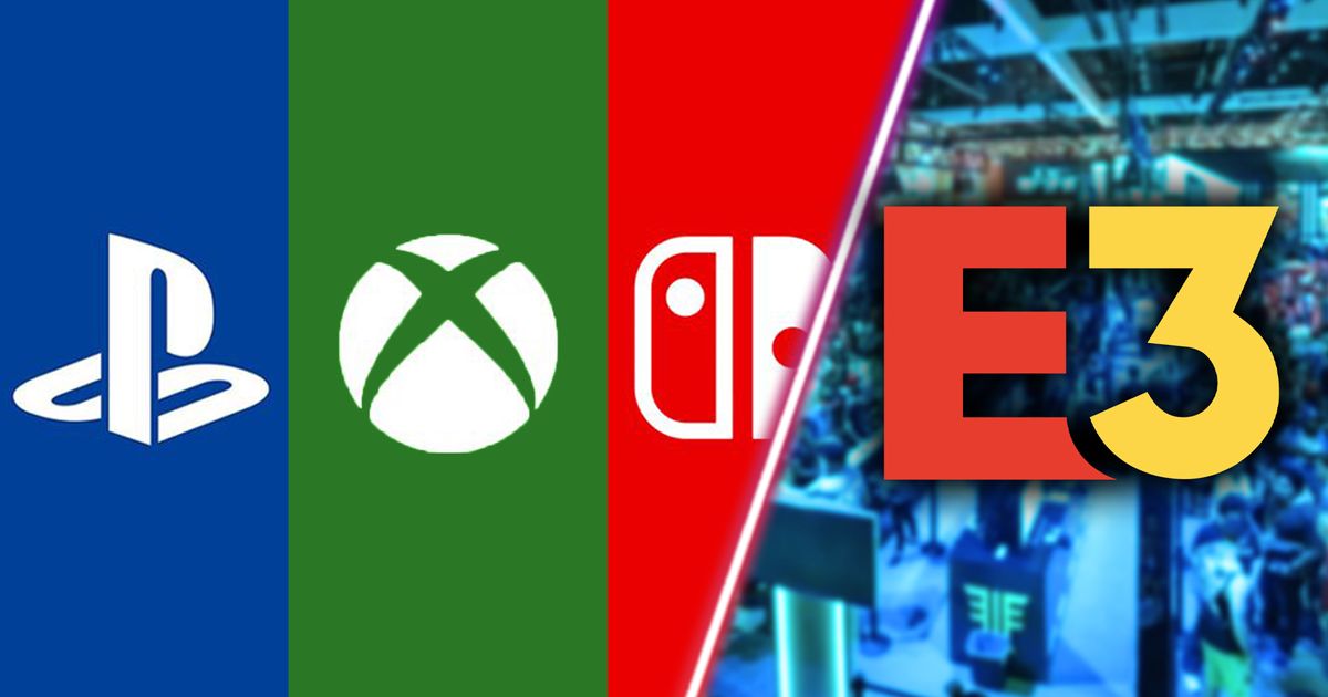 Xbox, Playstation and Nintendo's logos next to E3's logo.