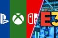 Xbox, Playstation and Nintendo's logos next to E3's logo.