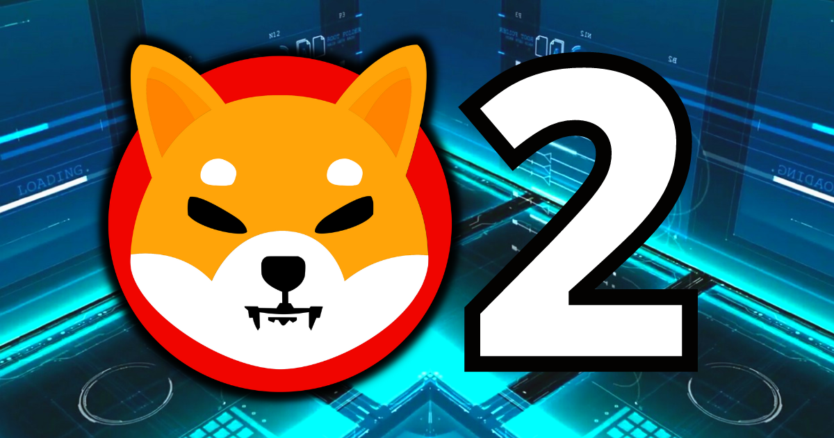Shiba Inu logo and the number 2, on a tech background.