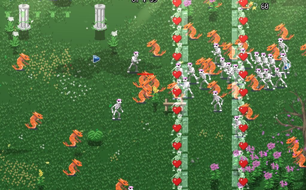 Swarms of enemies approaching in HoloCure.