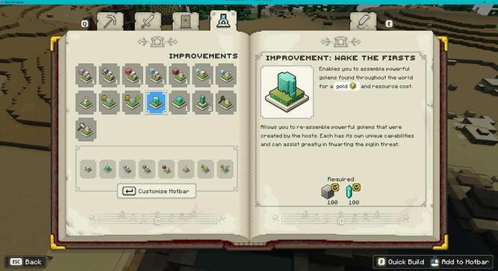The improvement needed to re-activate golems in Minecraft Legends.