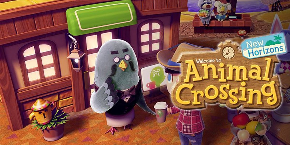 Animal Crossing: New Horizons art featuring a player taking a photo with Brewster.