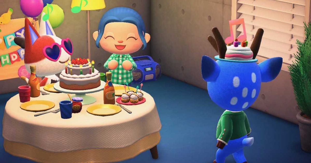 A villagers birthday party in Animal Crossing: New Horizons.