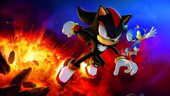 Shadow the Hedgehog and Sonic the hedgehog escape an explosion