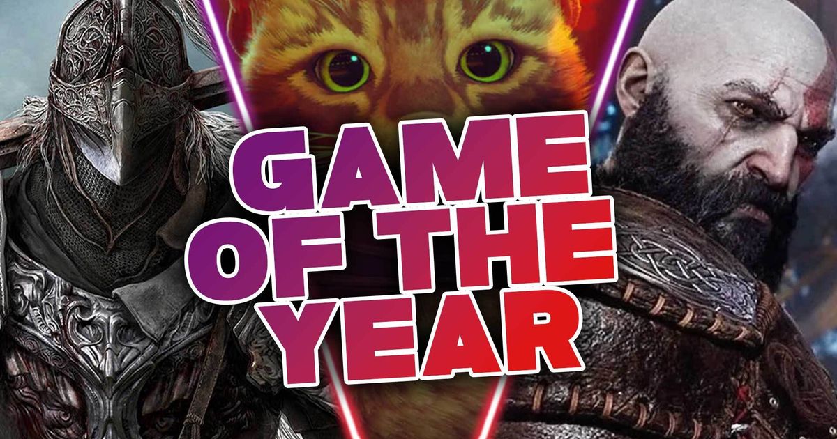 Gfinity's game of the year, featuring Stray, Elden Ring, and God of War: Ragnarok key art.