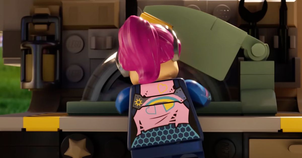 The character is making planks in LEGO Fortnite.