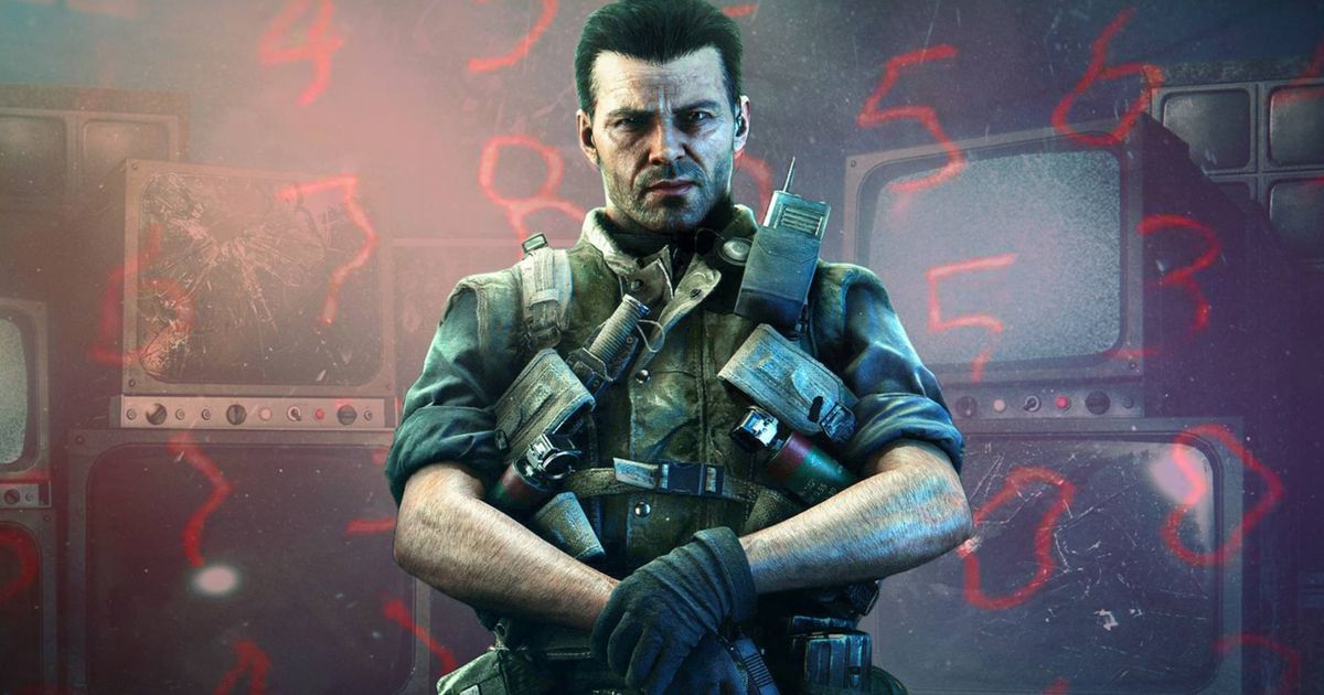 Black Ops character standing in front of screens, surrounded by numbers