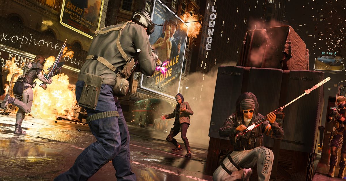 Image showing Vanguard players firing guns on dark street
