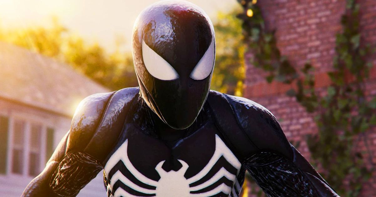 Image of Spider-Man sporting the black suit in Spider-Man 2