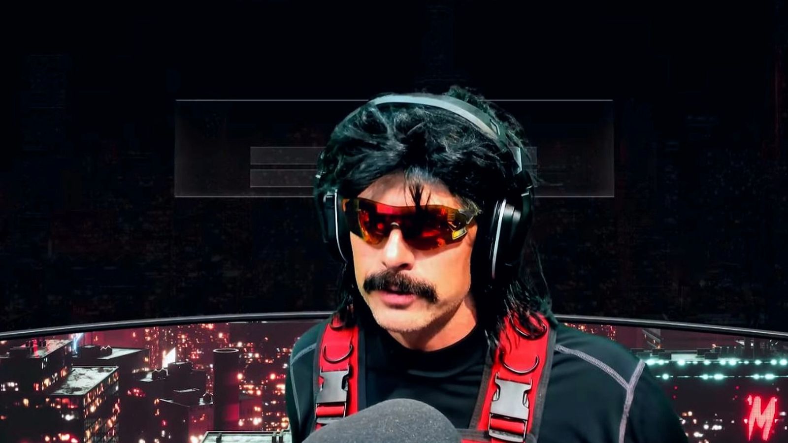 Dr Disrespect in front of a red and black background