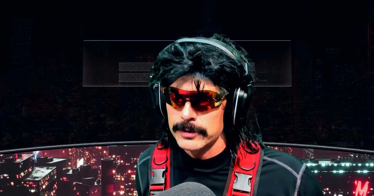 Dr Disrespect in front of a red and black background