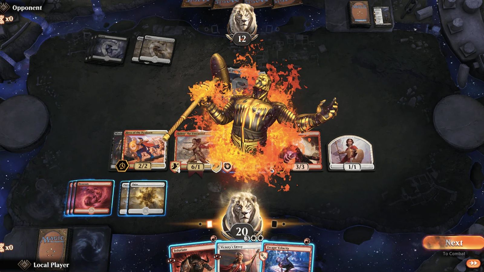 Image of a card game in progress in Magic: The Gathering Arena