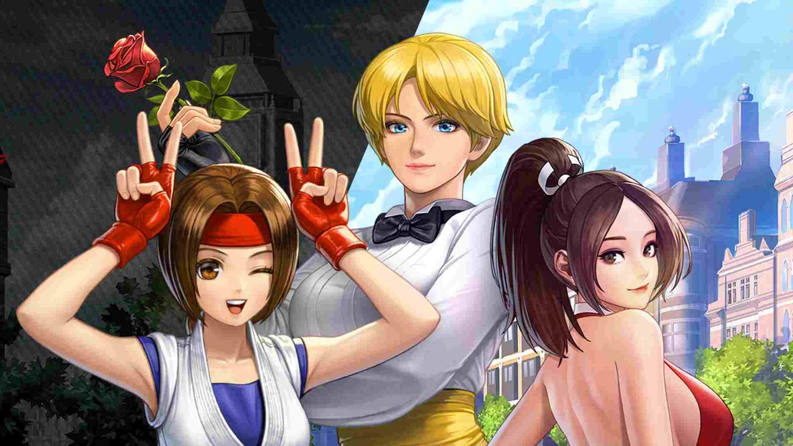 Image of three fighters in King of Fighters Arena.