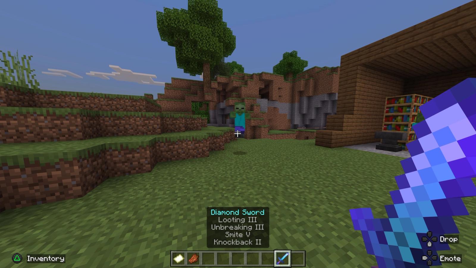 A Minecraft Zombie after being knocked back with a Knockback enchanted sword