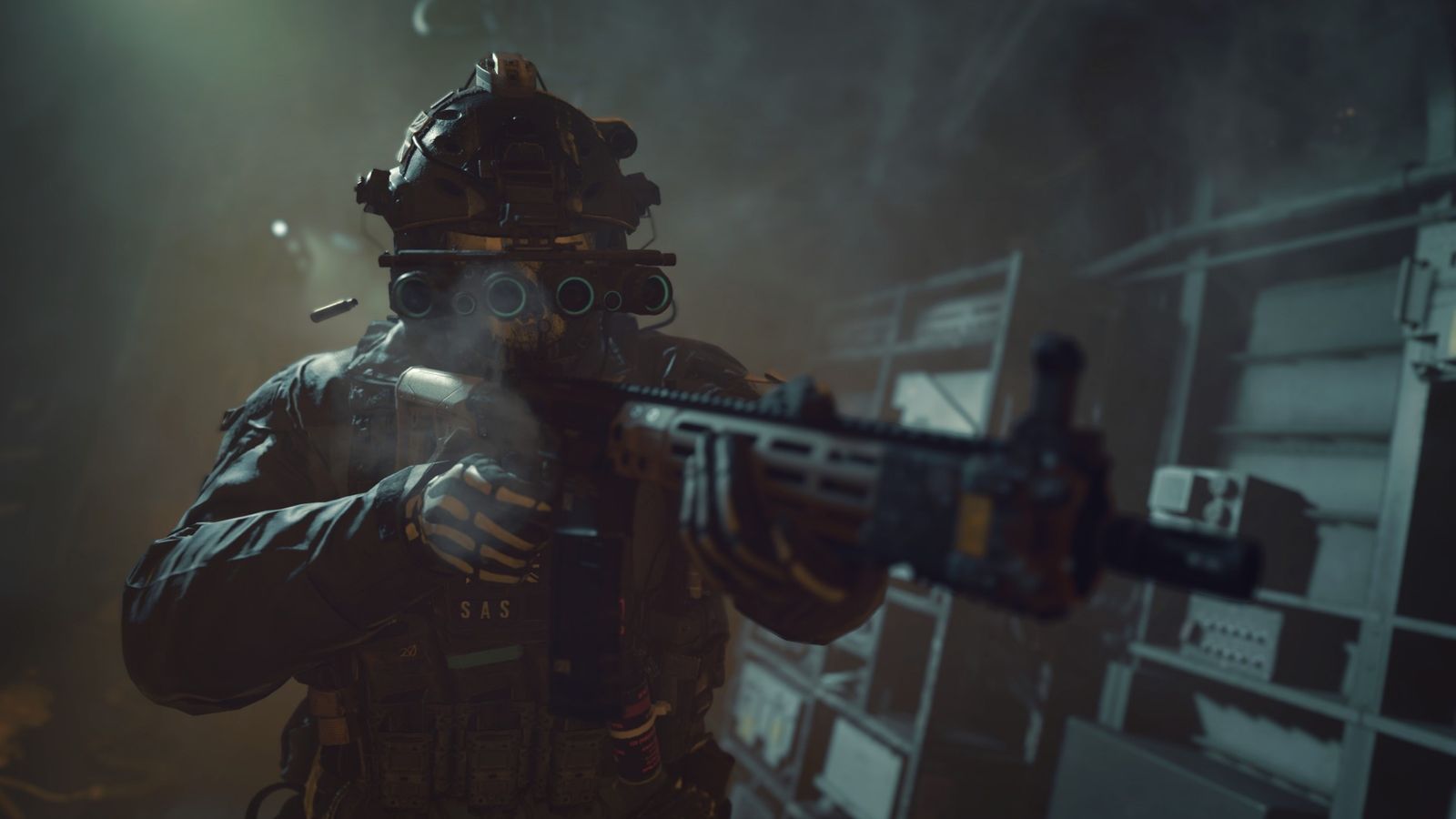 Image showing Modern Warfare 2 player holding assault rifle and wearing night-vision goggles