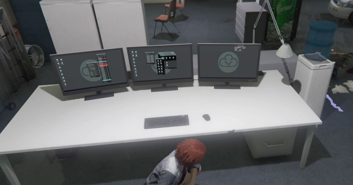 GTA Online The Contract High Society Leak. The player is in the surveillance room by one of the security terminals that need to be hacked.