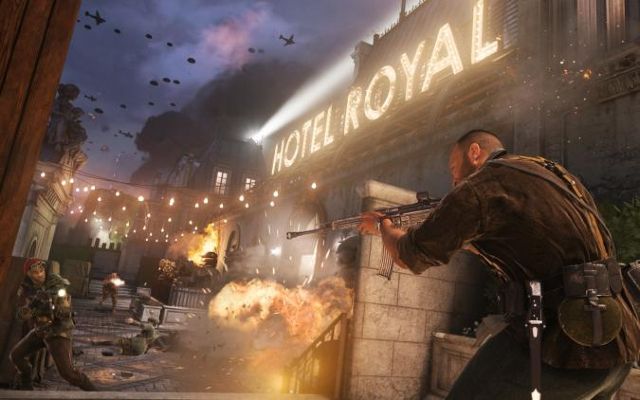 Call of Duty: Vanguard Soldier Shooting Enemy On Hotel Royal Map