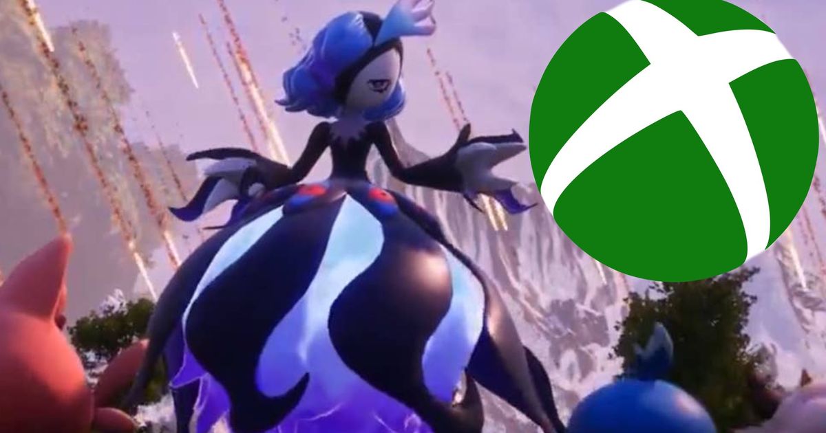 Palworld Bellanoire standing next to an Xbox logo