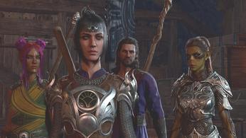 Four characters are looking at a possible opponent.