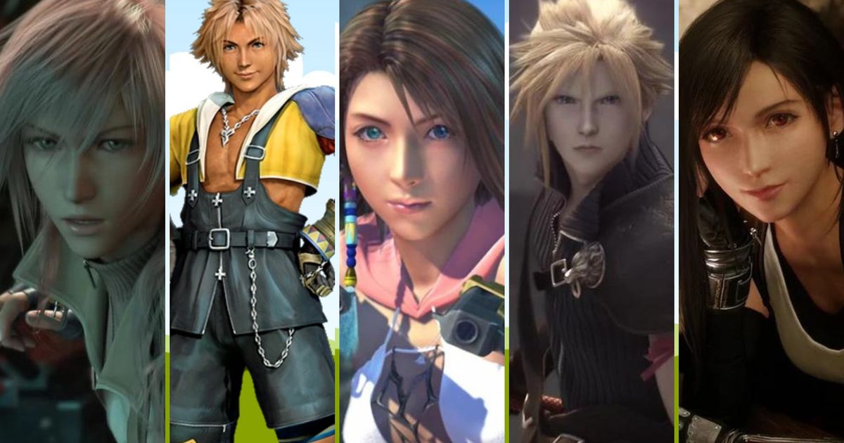 Final Fantasy's Lightning, Tidus, Yuna, Cloud and Tifa