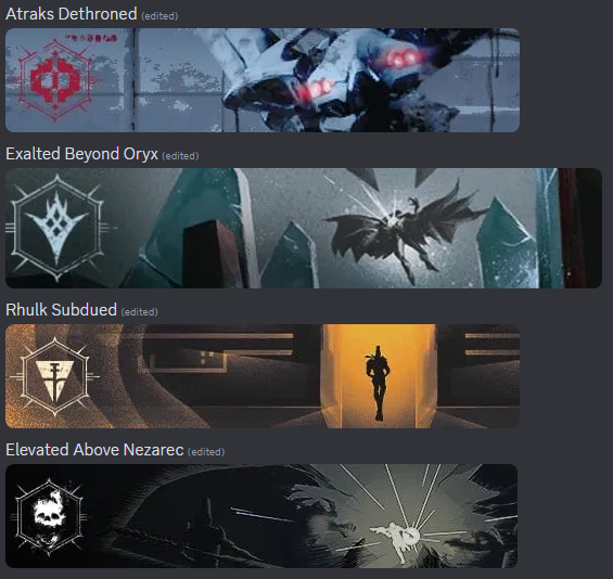 A datamined image of emblems in Destiny 2