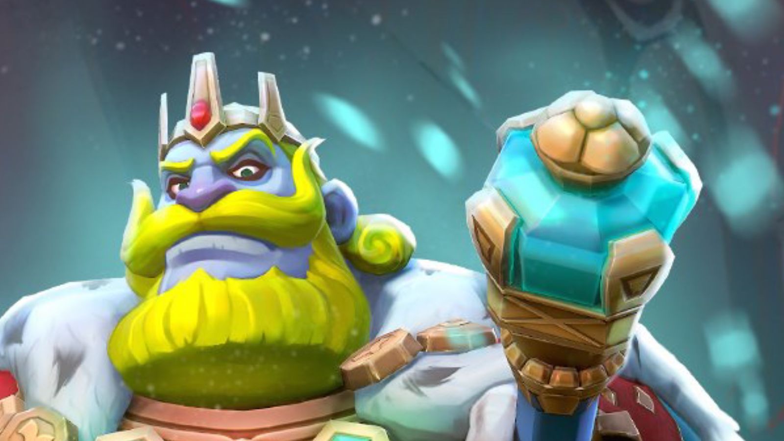 Artwork from Lords Mobile showing the new character Lionel, with gray skin, a green beard, and a regal crown.