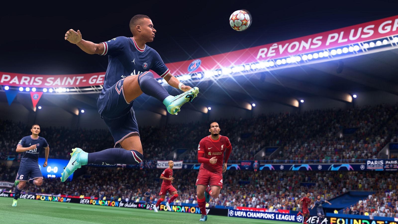 Image of Kylian Mbappé controlling the ball in FIFA 22.
