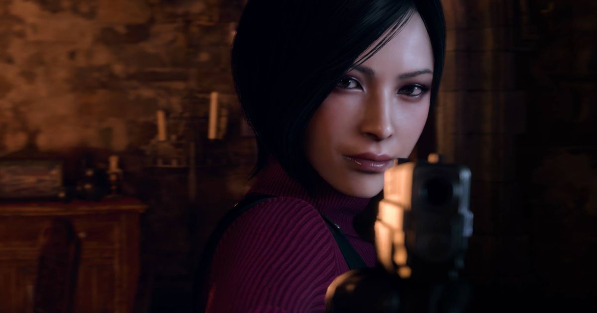 Ada Wong pointing a gun in Resident Evil 4 remake.