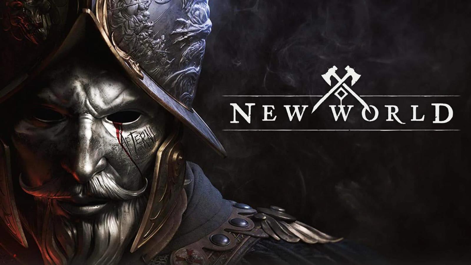 New World logo beside a metal mask.