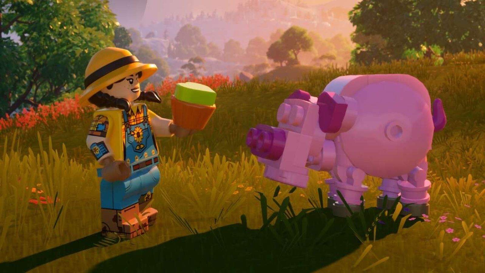 taming pig in Lego Fortnite