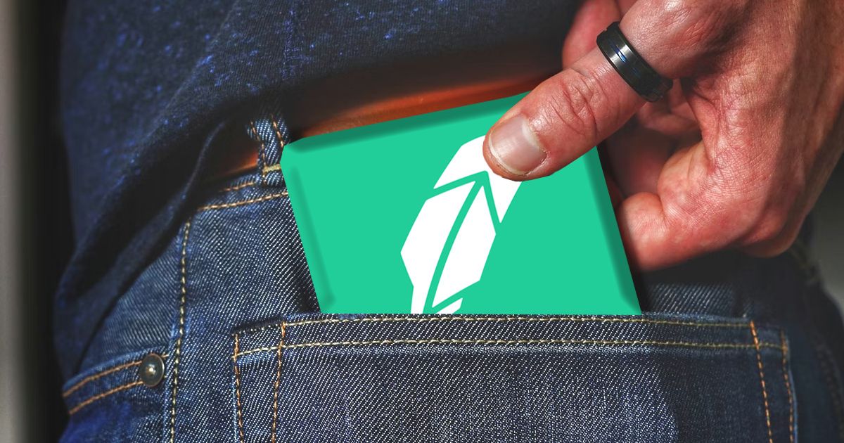 Robinhood wallet in a jean pocket.