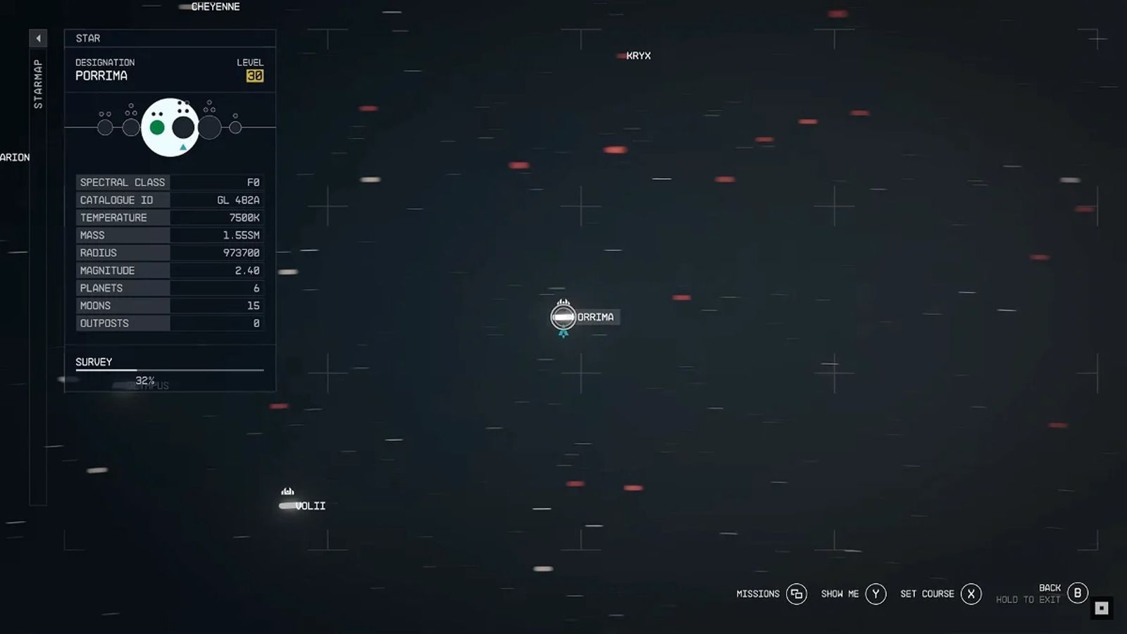 Starfield red dots on Star Map