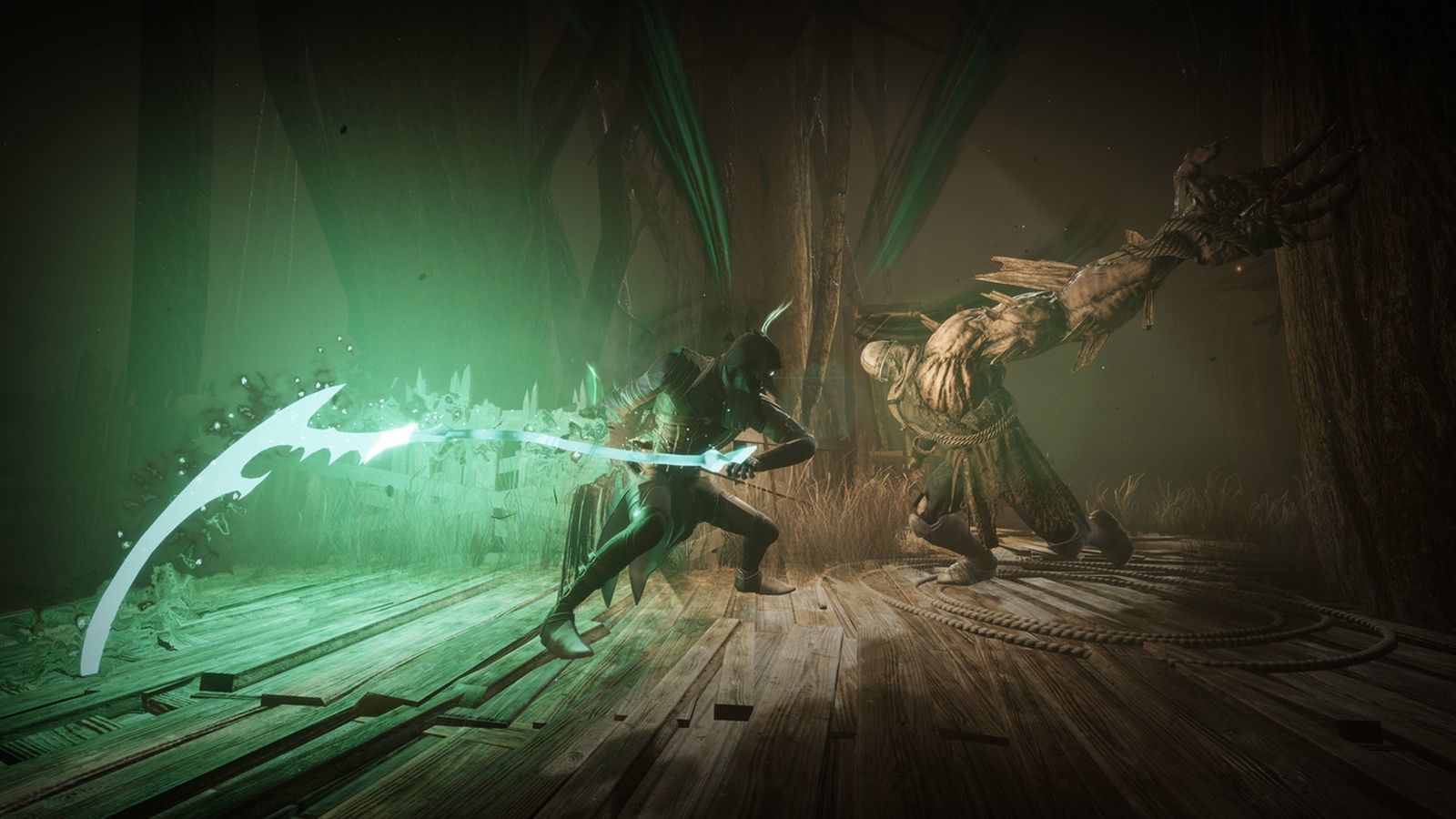 Image of Corvus fighting an enemy in Thymesia.