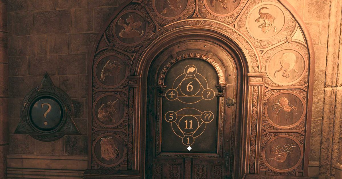 A door puzzle in Hogwarts Legacy.