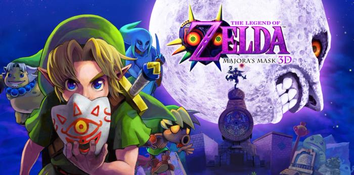 Majora's Mask mask game image of Link next to a giant moon.