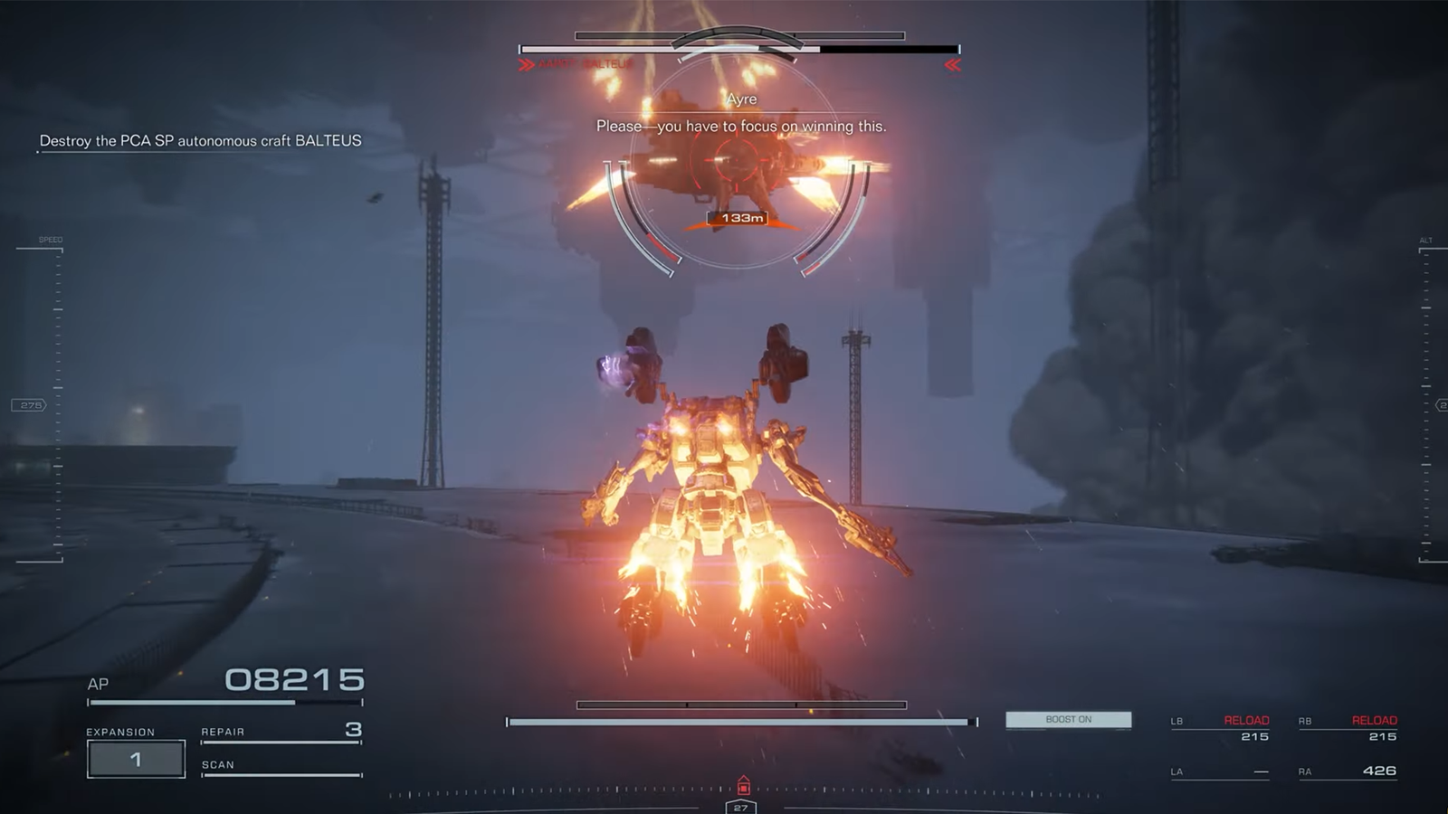 armored core 6 balteus boss fight gameplay
