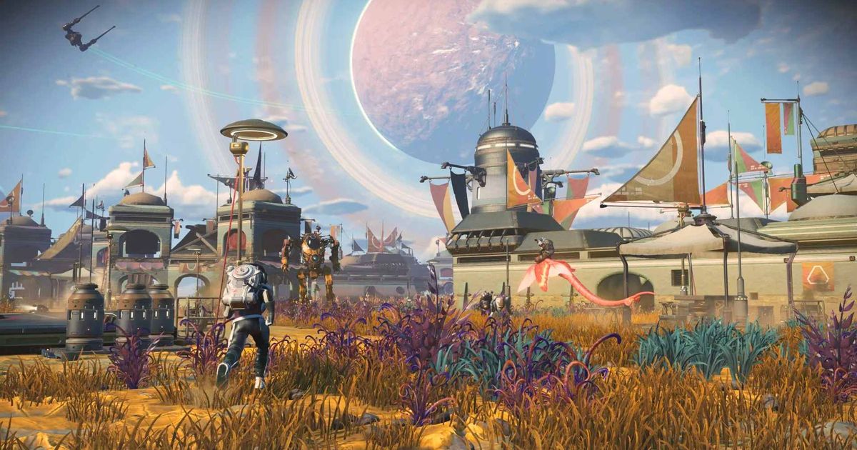 A bright landscape on a planet in No Man's Sky