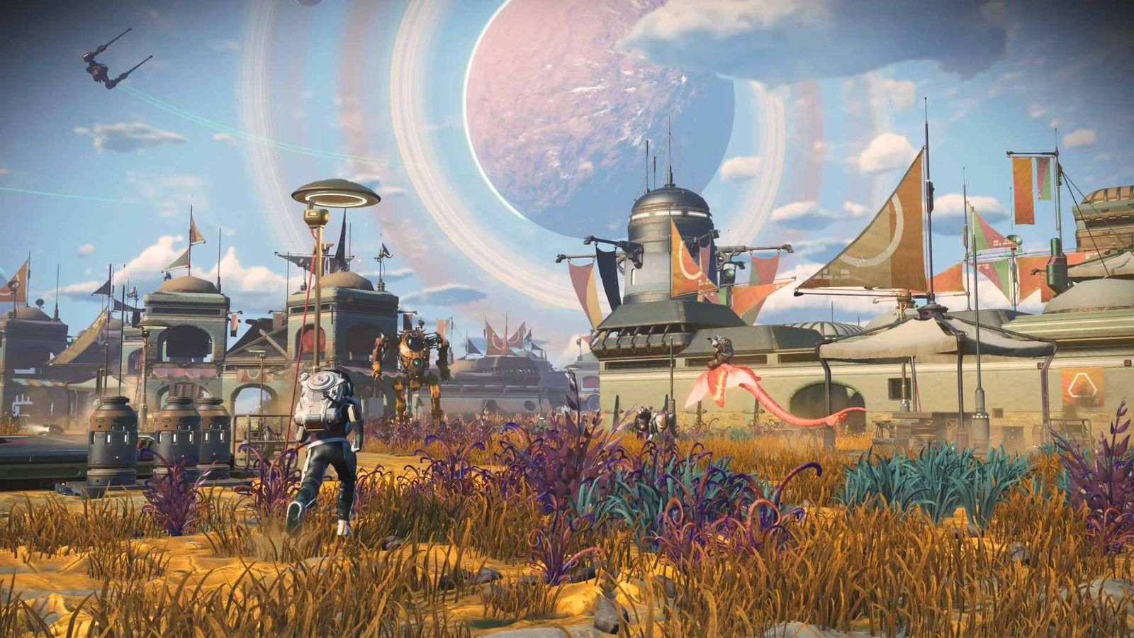 A bright landscape on a planet in No Man's Sky