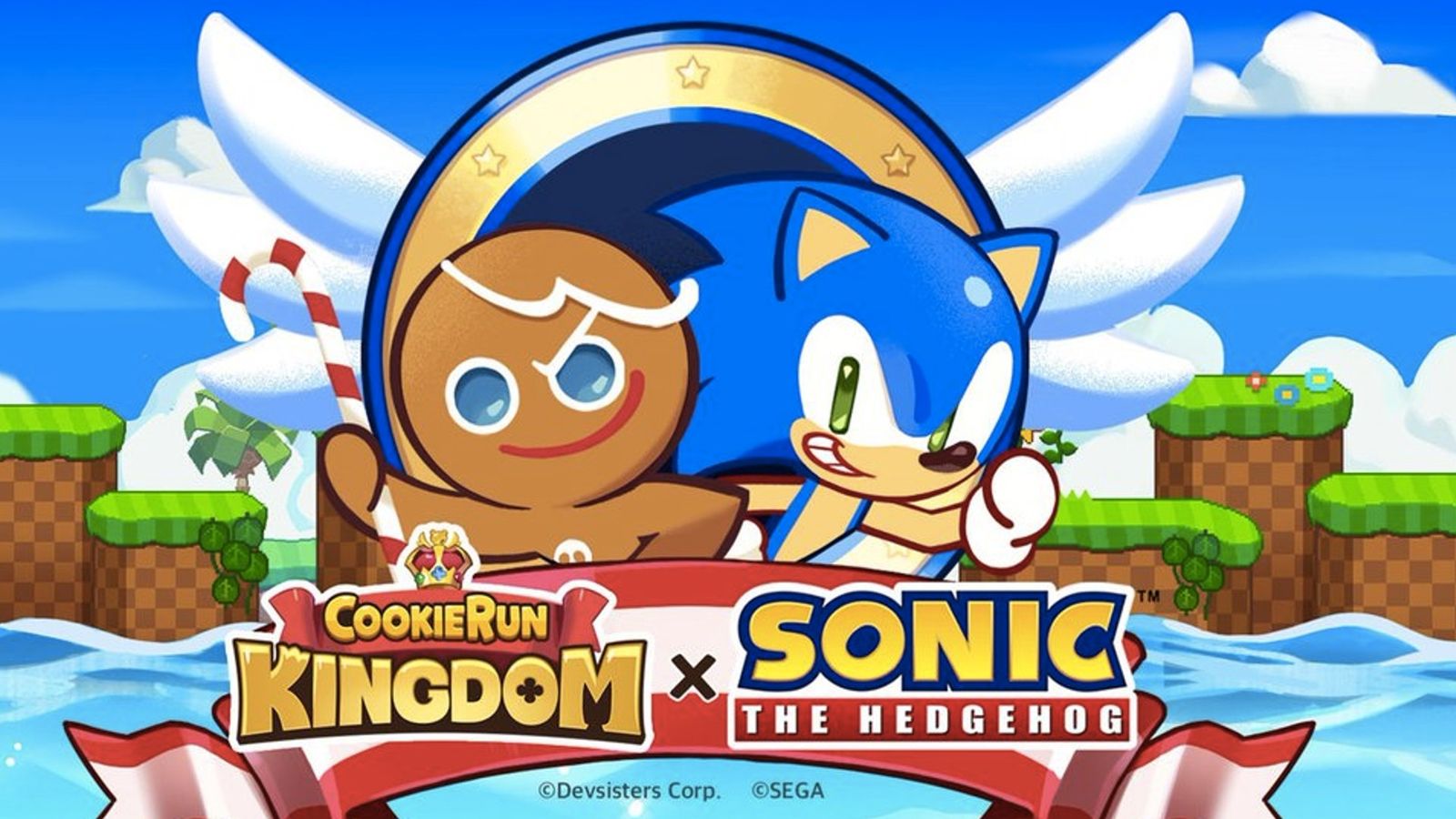 Promotional image from the Cookie Run: Kingdom and Sonic the Hedgehog crossover
