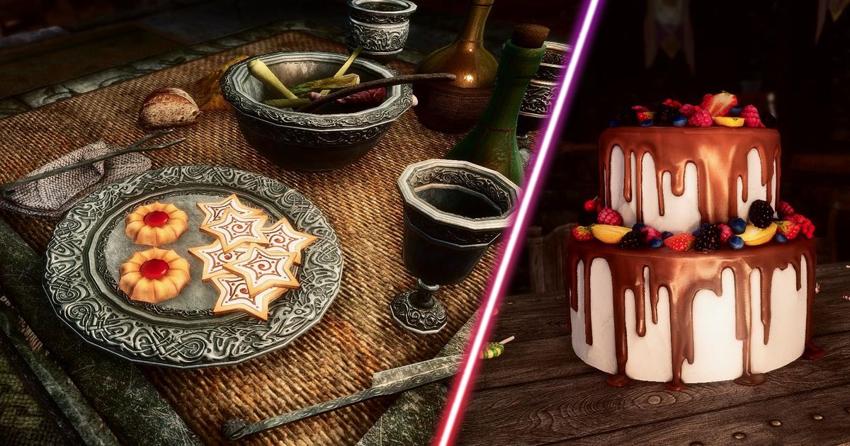 Some delicious cakes and sweets in Skyrim.