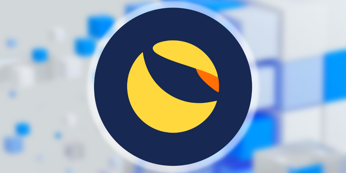 Terra Luna logo on blockchain background