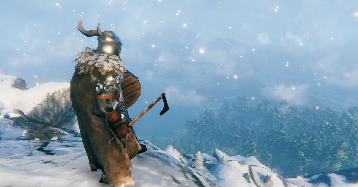 character looking over the Mistlands Biome in Valheim