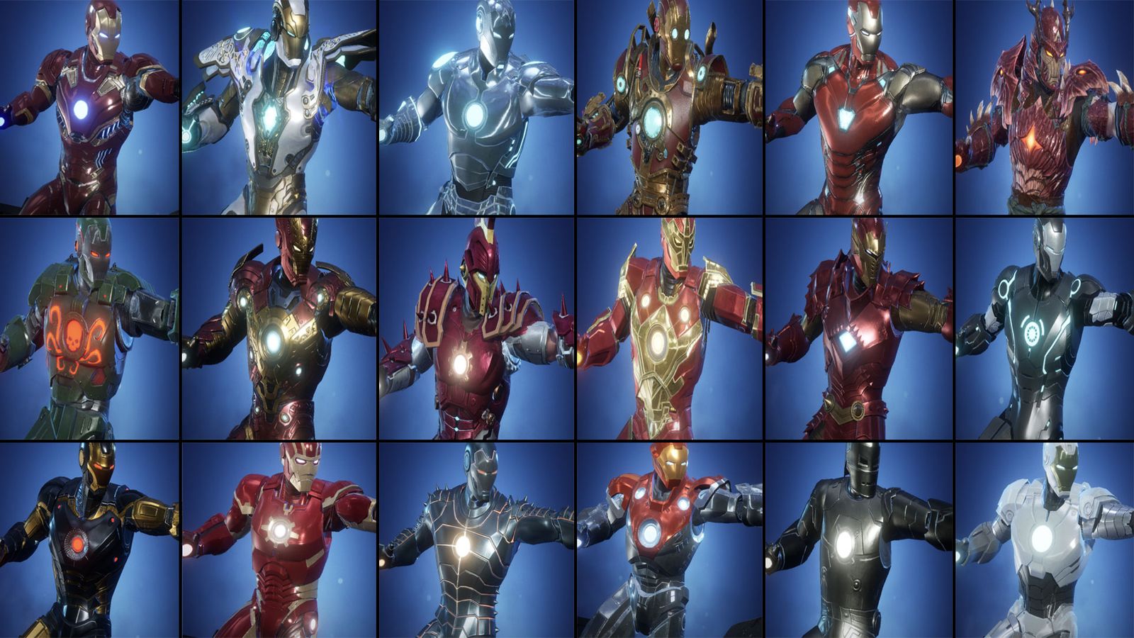 Every Marvel Future Revolution costume for Ironman.