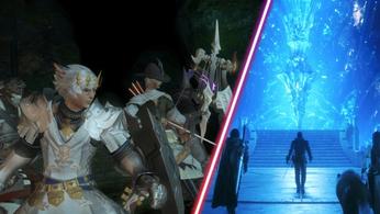 Characters from Final Fantasy 16 alongside those of Final Fantasy 14.